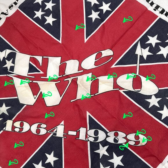 The Who 1989 Tour Bandanna Head Scarf 25 Years 1964-1989 The Kids Are Alright - Picture 5 of 15
